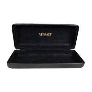 VERSACE BLACK EYEGLASS CLAMSHELL CASE – MEDUSA EMBOSSED LOGO – 6" x 2.5" x 1.5"